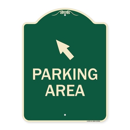 Parking Area With Upper Left Arrow Heavy-Gauge Aluminum Architectural Sign